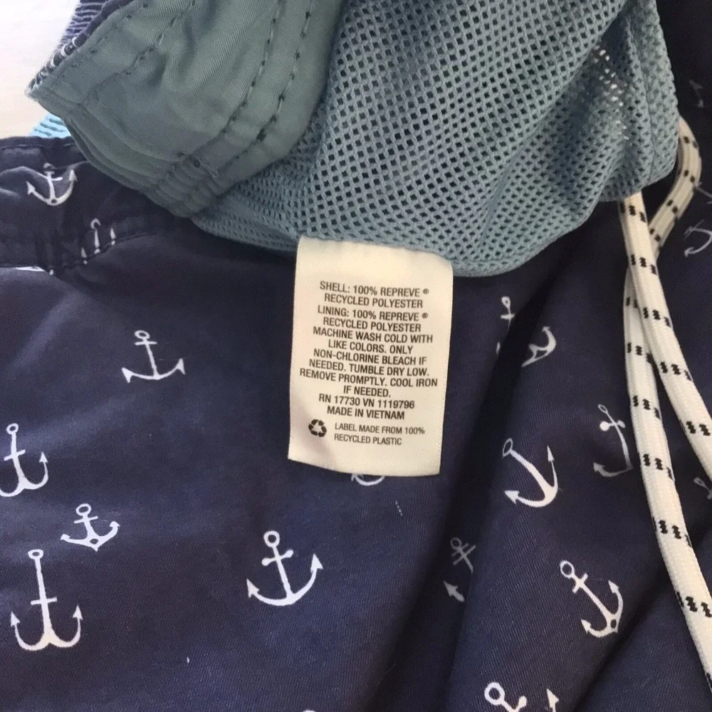 Goodfellow & Co Mens Navy Blue Anchor‎ Print Swim Trunks Board Shorts Large L